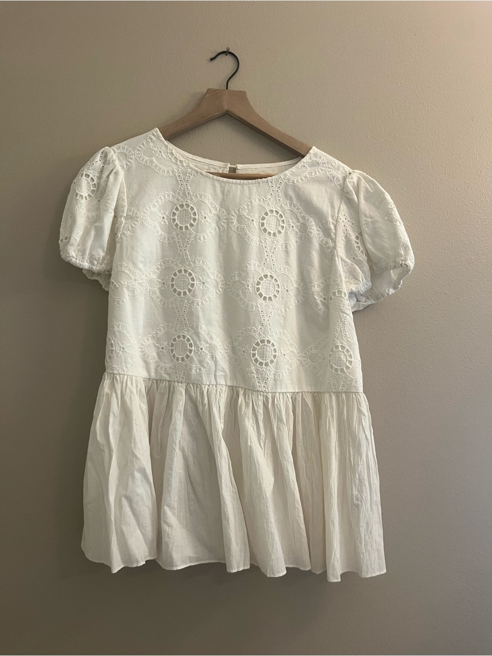 Roolee White Eyelet Embroidered Peasant Blouse